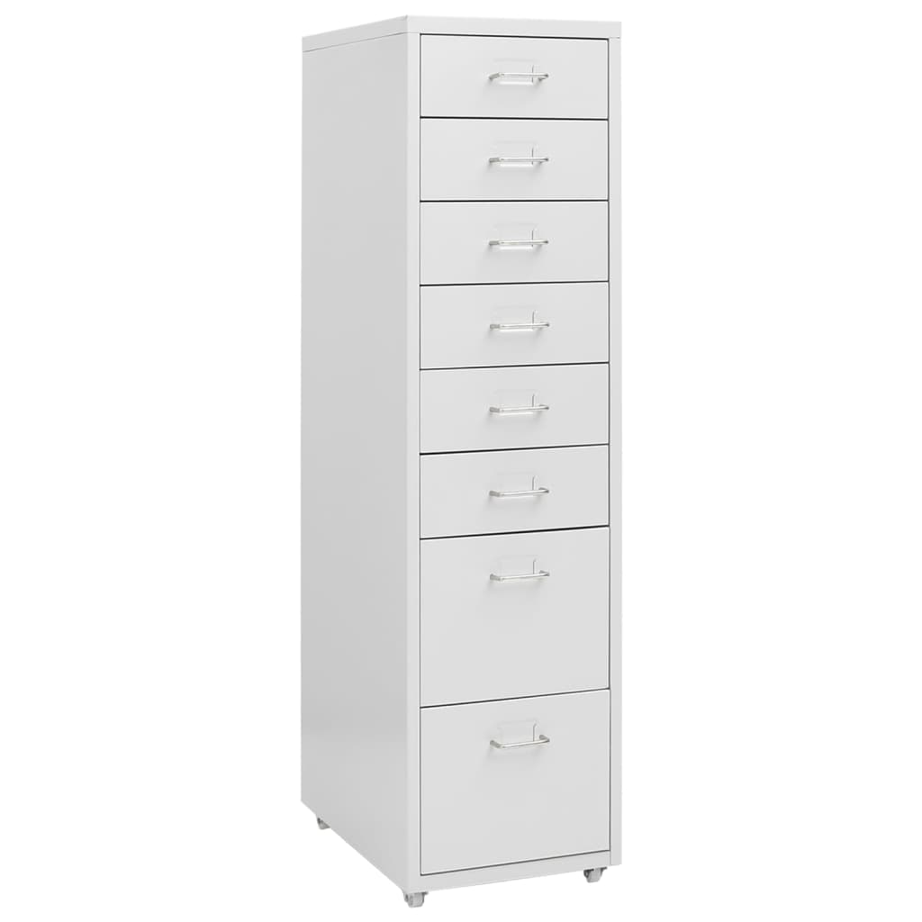 Aktenschrank mit Rollen Grau 28x41x109 cm Metall Aktenschrank mit Rollen Grau 28x41x109 cm Metall