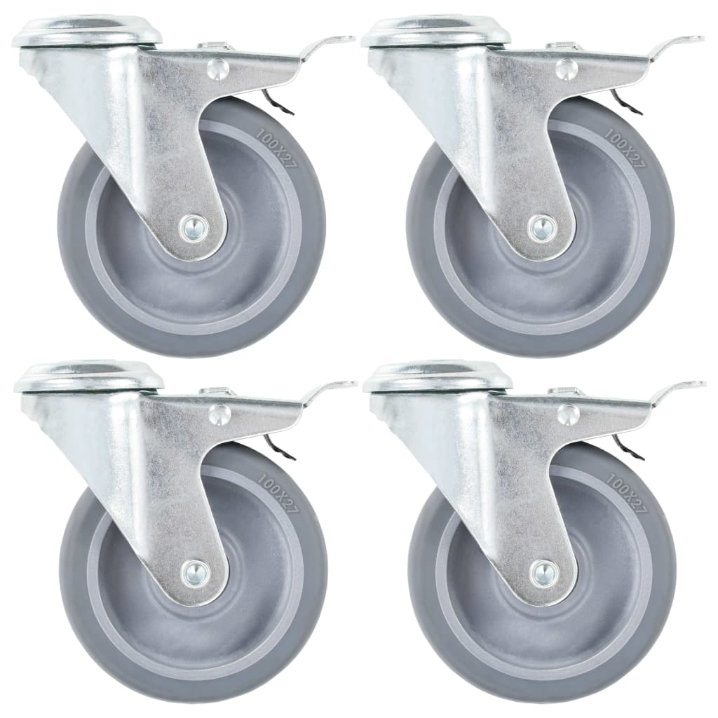 8 Stk. Lenkrollen mit Rückenloch 100 mm 8 Stk. Lenkrollen mit Rückenloch 100 mm