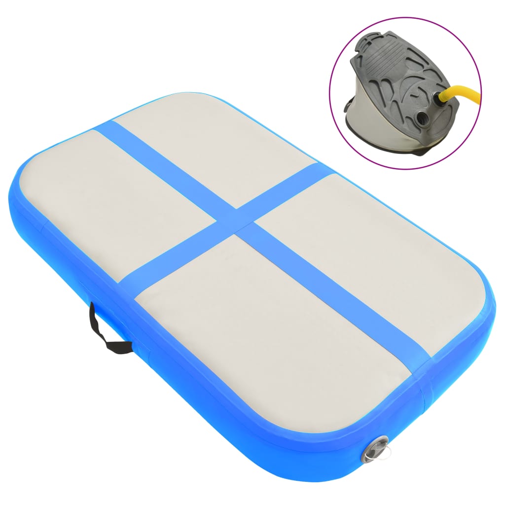 Aufblasbare Gymnastikmatte mit Pumpe 60x100x10 cm PVC Blau Aufblasbare Gymnastikmatte mit Pumpe 60x100x10 cm PVC Blau