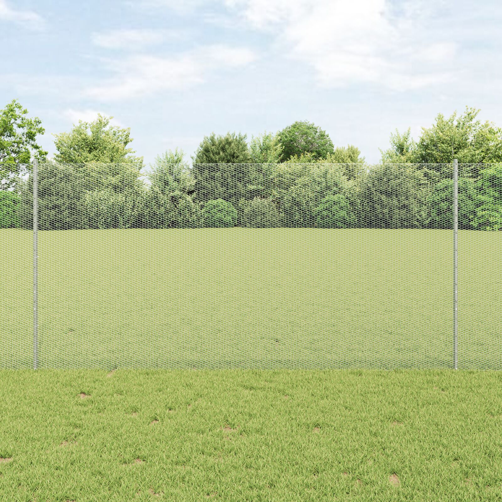 Zaunpfosten 22 Stück U-Profil 120 cm verzinkter Stahl, Sechseckzaun 1.2x50 m verzinkter Stahl