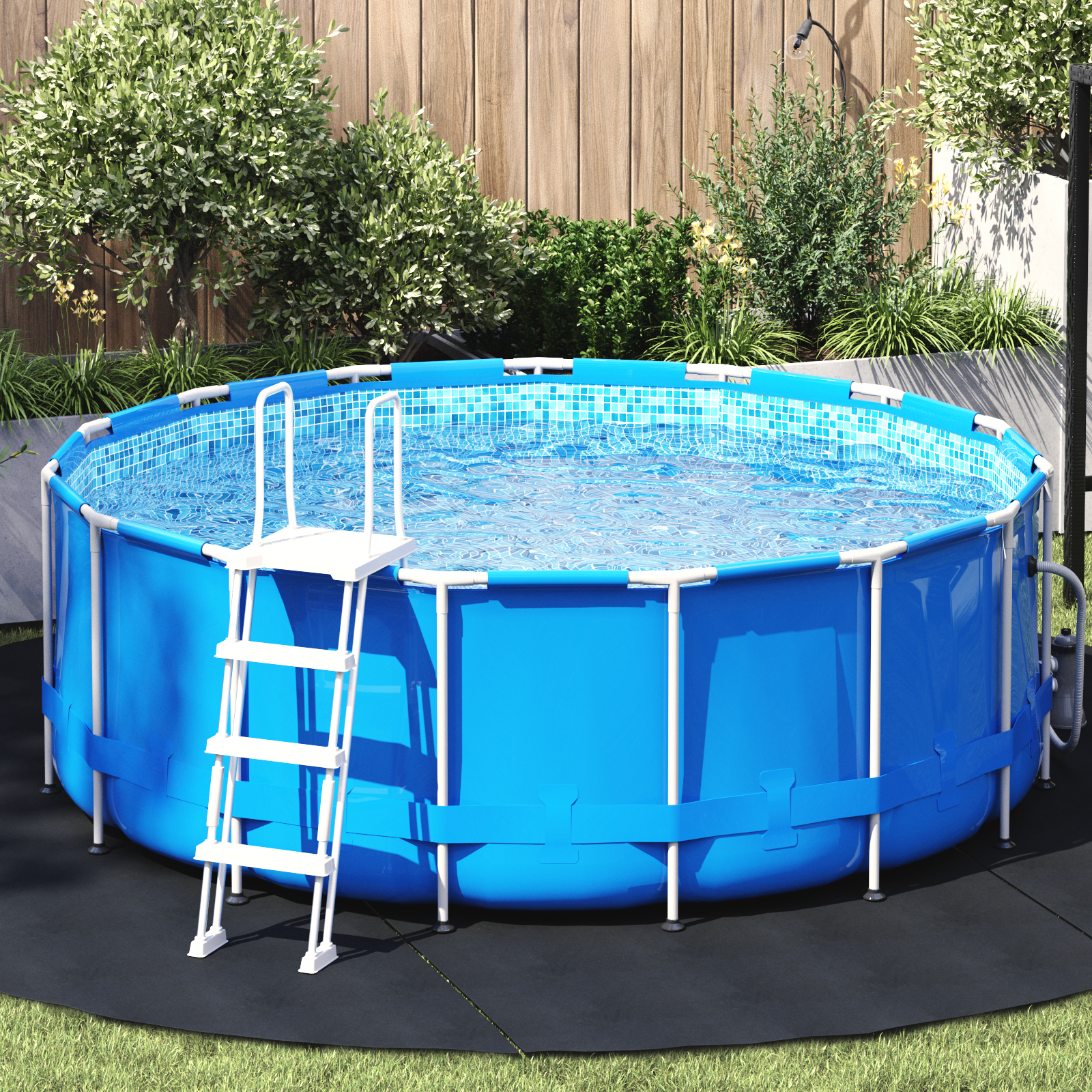 Runde Poolabdeckung Schwarz Polyethylen Ø 306 cm Runde Poolabdeckung Schwarz Polyethylen Ø 306 cm