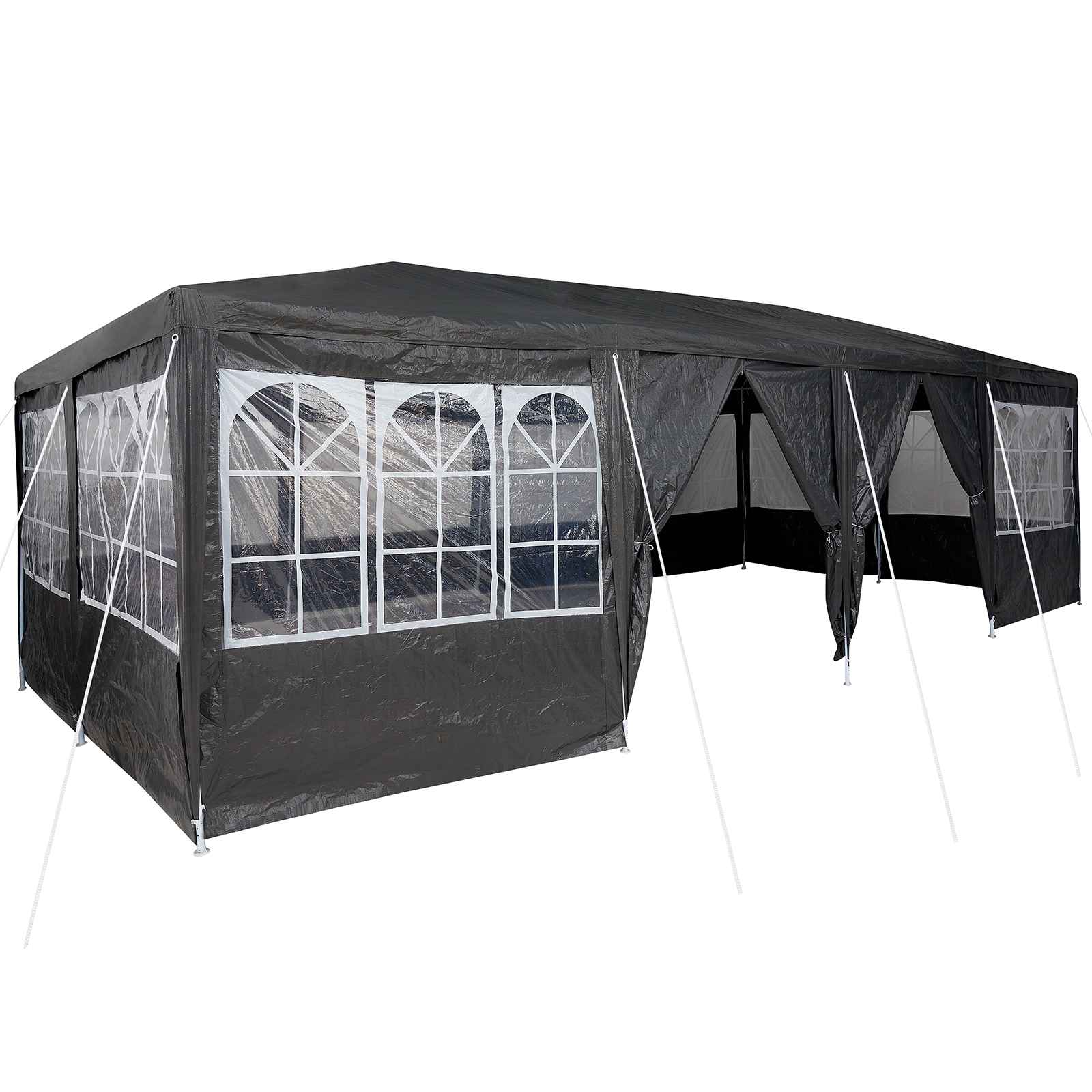 Partyzelt mit 12 Seitenwänden Anthrazit 8x4 m PE Partyzelt mit 12 Seitenwänden Anthrazit 8x4 m PE