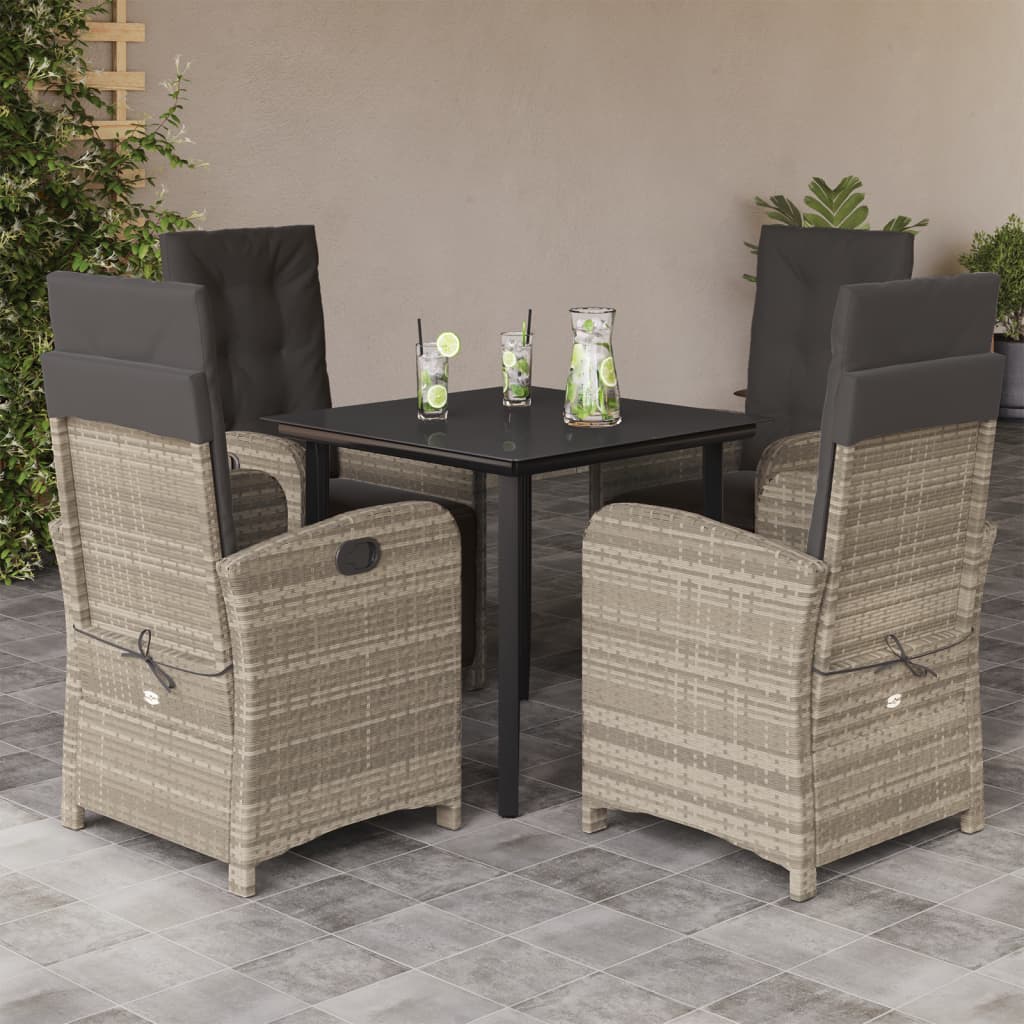 5-tlg. Garten-Essgruppe mit Kissen Hellgrau Poly Rattan 5-tlg. Garten-Essgruppe mit Kissen Hellgrau Poly Rattan
