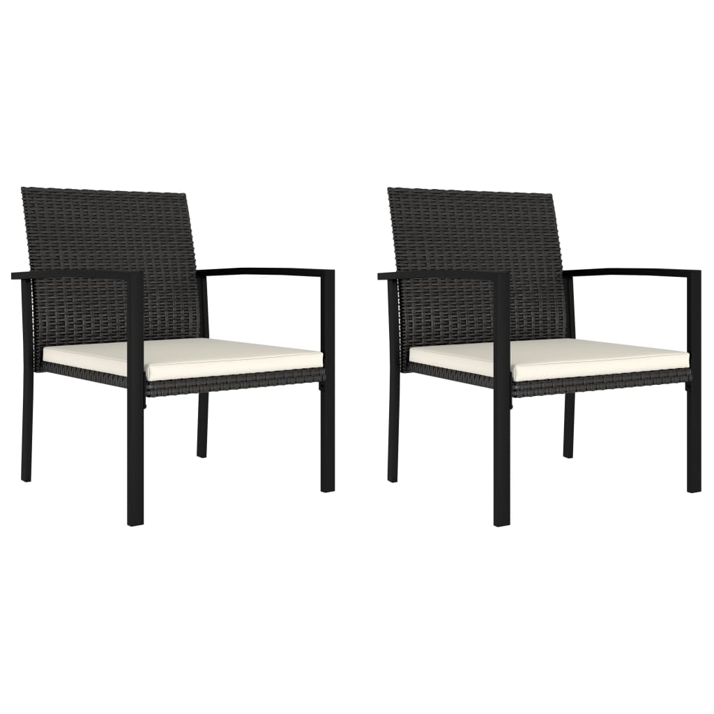 Garten-Essstühle 2 Stk. Poly Rattan Schwarz Garten-Essstühle 2 Stk. Poly Rattan Schwarz