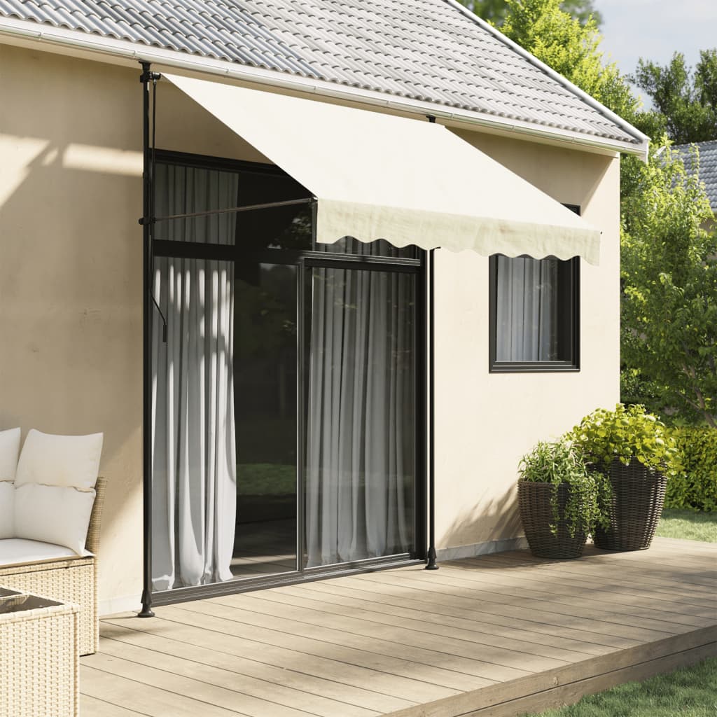 Markise Einziehbar Creme 200x150 cm Stoff und Stahl Markise Einziehbar Creme 200x150 cm Stoff und Stahl