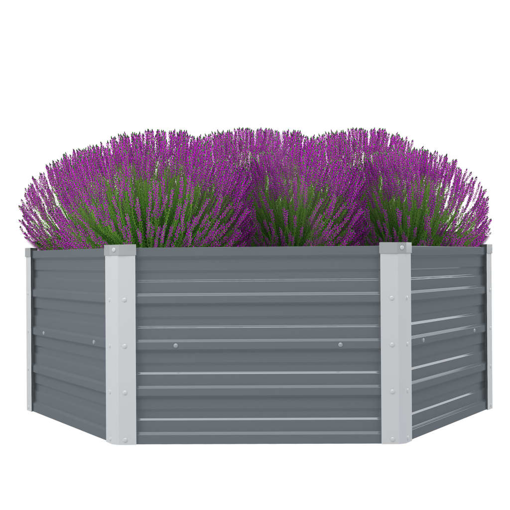 Hochbeet 129 x 129 x 46 cm Verzinkter Stahl Grau Hochbeet 129 x 129 x 46 cm Verzinkter Stahl Grau