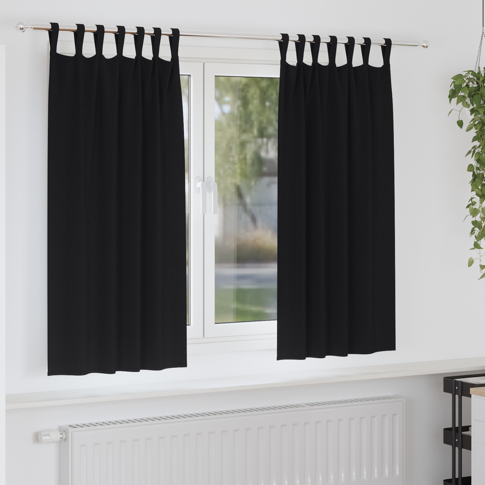 Verdunkelungsvorhänge 2 pcs Schwarz 175 x 140 cm Polyester