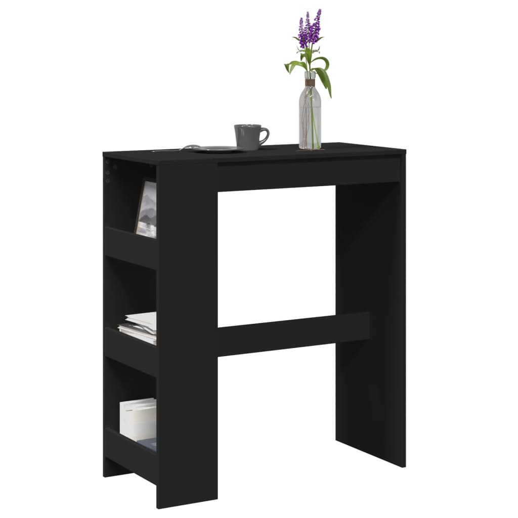 Bartisch mit Regal Schwarz 90x40x103,5 cm Holzwerkstoff Bartisch mit Regal Schwarz 90x40x103,5 cm Holzwerkstoff