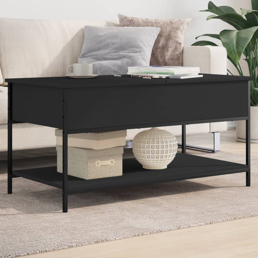 Couchtisch Schwarz 100x50x50 cm Holzwerkstoff und Metall Couchtisch Schwarz 100x50x50 cm Holzwerkstoff und Metall