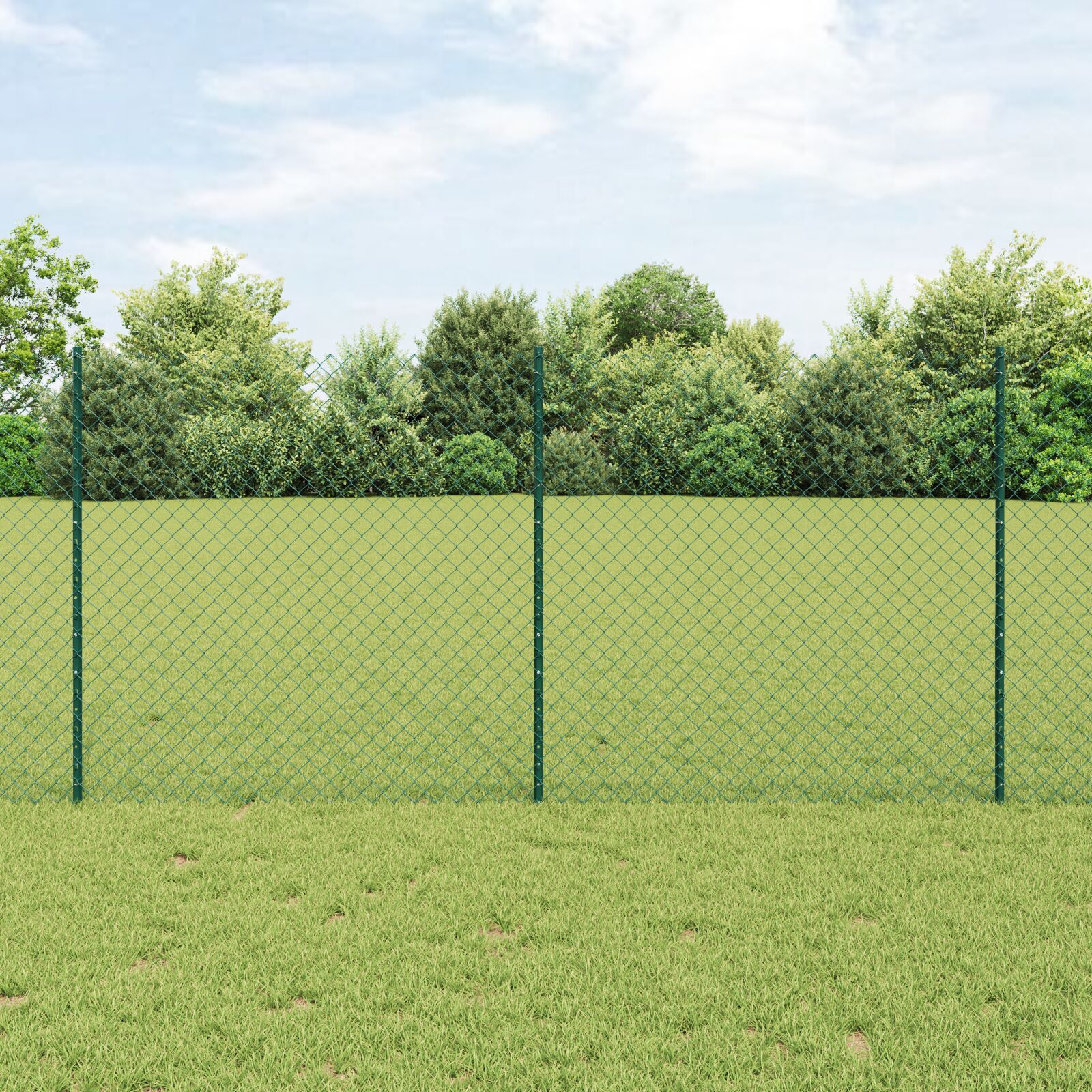 Kettenzaun mit 10 U-Posts Grün 1,2x10 m Stahl