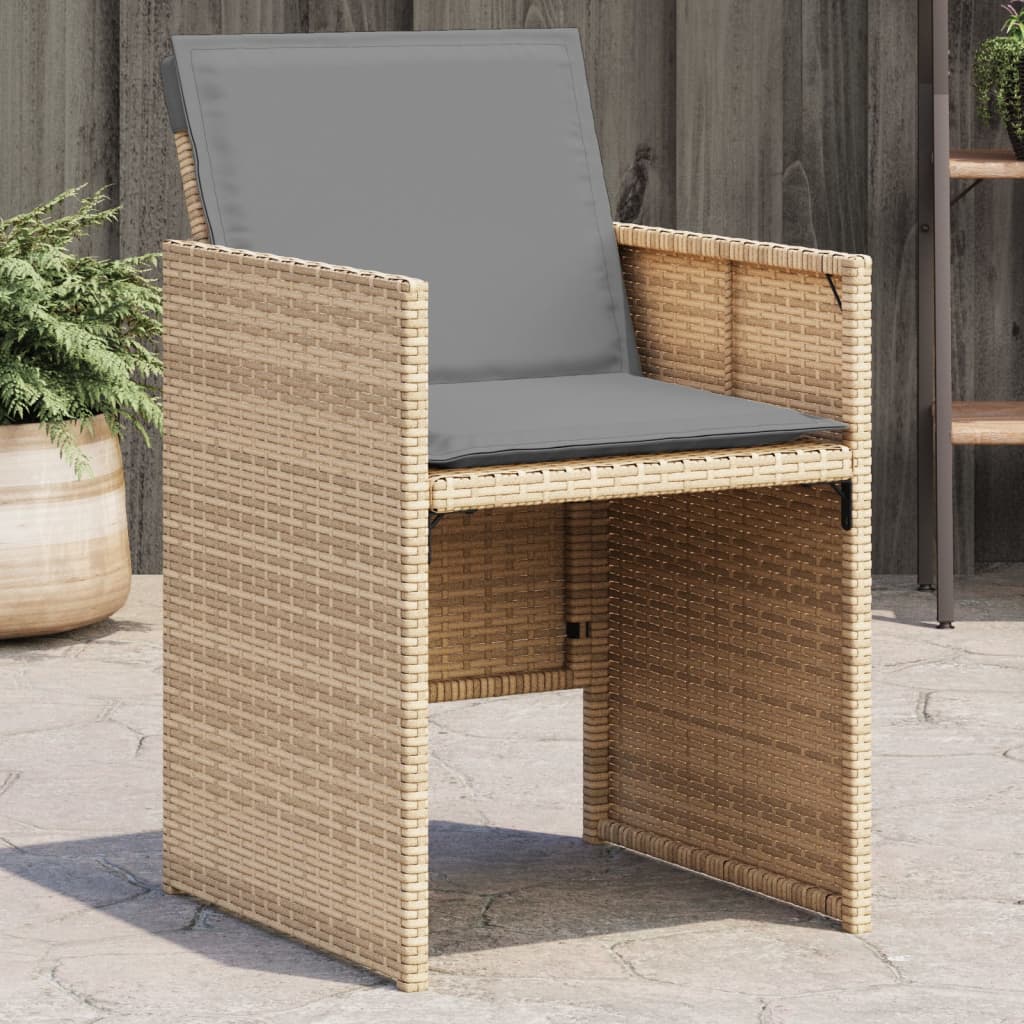 Gartenstühle mit Kissen 4 Stk. Beigemischung Poly Rattan Gartenstühle mit Kissen 4 Stk. Beigemischung Poly Rattan