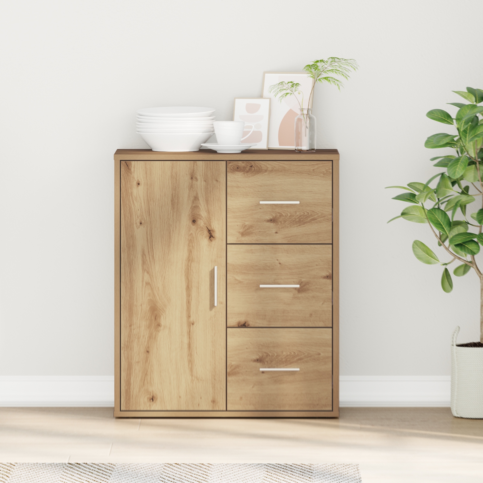 Sideboard Eiche handwerklich 60 x 31 x 70 cm Holzwerkstoff Sideboard Eiche handwerklich 60 x 31 x 70 cm Holzwerkstoff