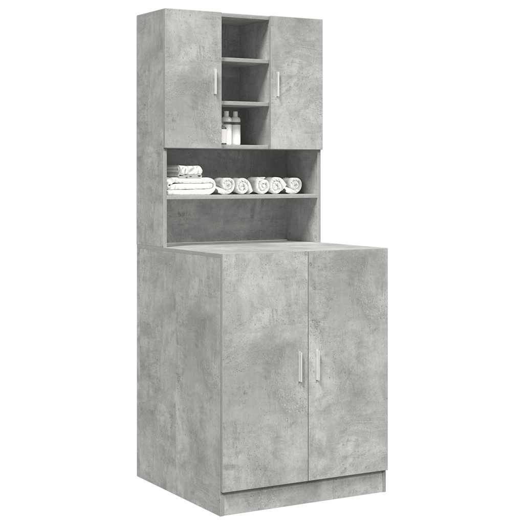 Waschmaschinenschränke 2 Stk. Betongrau Holzwerkstoff Waschmaschinenschränke 2 Stk. Betongrau Holzwerkstoff