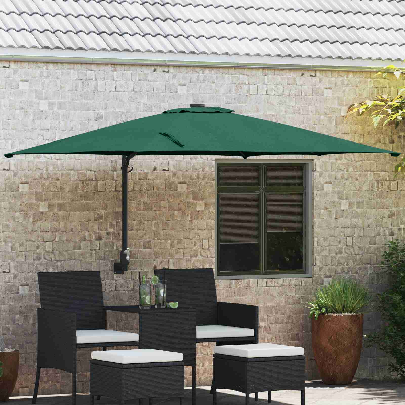 Terrassenumbrella Grün Polyester 300 cm x 300 cm Zusammenklappbar Terrassenumbrella Grün Polyester 300 cm x 300 cm Zusammenklappbar