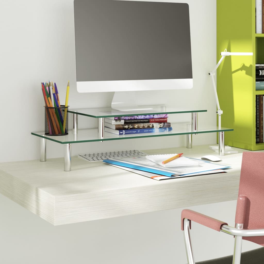Monitorständer 2-stufig Transparent Glas Monitorständer 2-stufig Transparent Glas