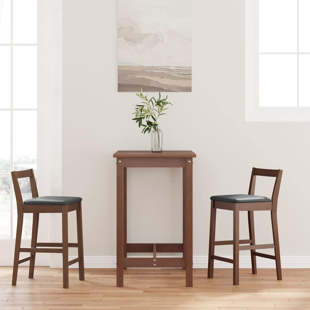 Barhocker mit Kissen 2 Stk. Braun Massivholz Gummibaum Barhocker mit Kissen 2 Stk. Braun Massivholz Gummibaum