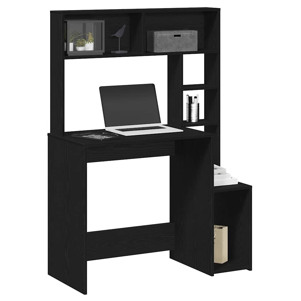 Schreibtisch mit Regal Schwarz 100x45x140 cm Holzwerkstoff Schreibtisch mit Regal Schwarz 100x45x140 cm Holzwerkstoff