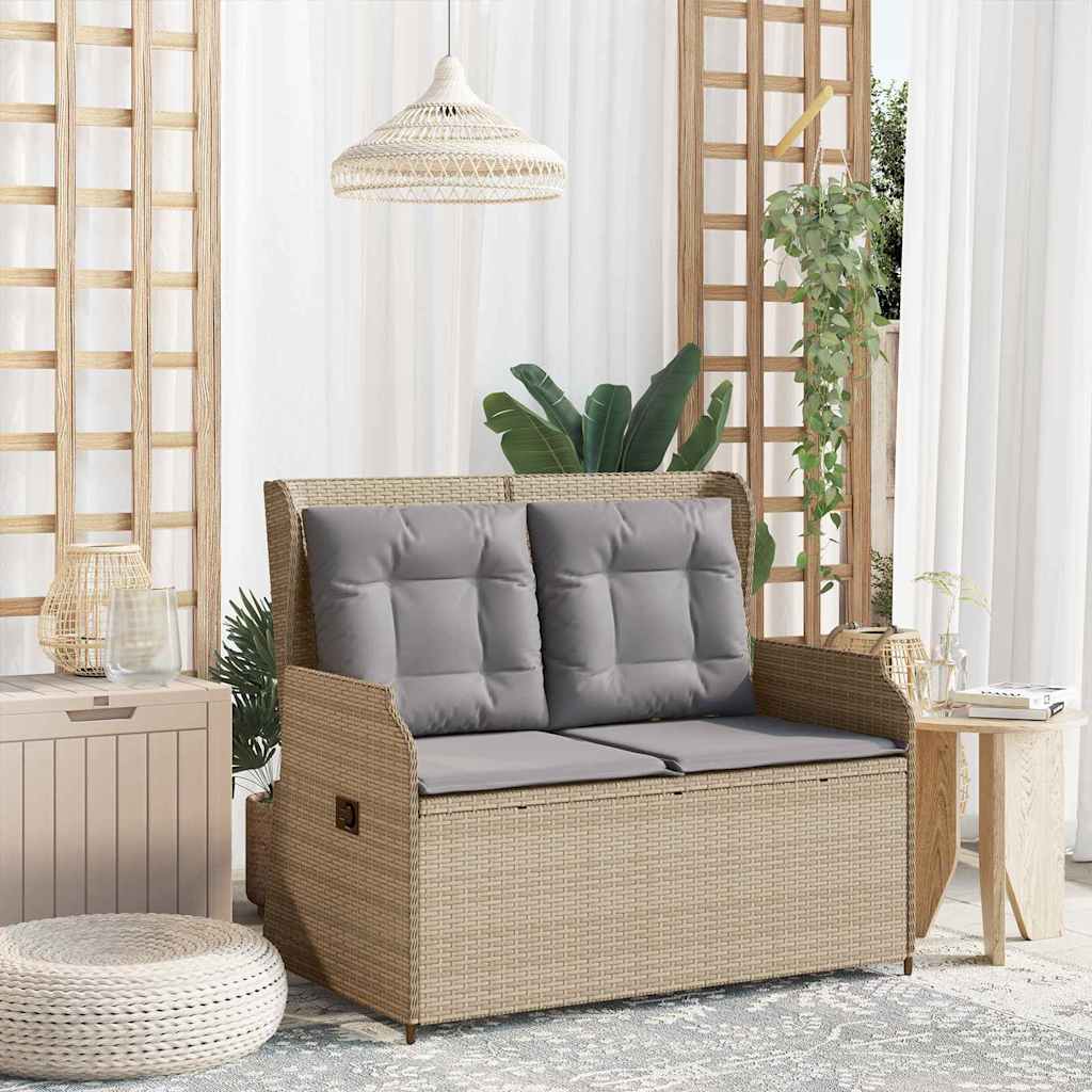 Gartenbank mit Kissen Beige Poly Rattan Gartenbank mit Kissen Beige Poly Rattan