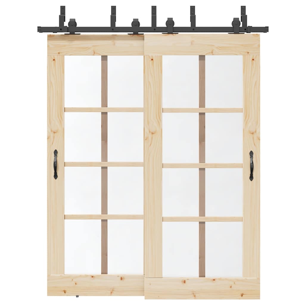 Schiebetürbeschlag-Set 183 cm Stahl Schwarz Schiebetürbeschlag-Set 183 cm Stahl Schwarz