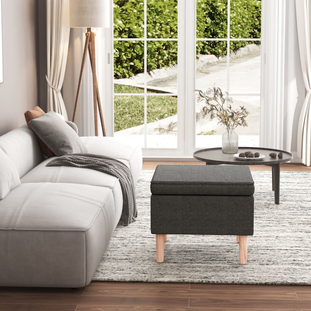 Hocker mit Holzbeinen Dunkelgrau Stoff Hocker mit Holzbeinen Dunkelgrau Stoff