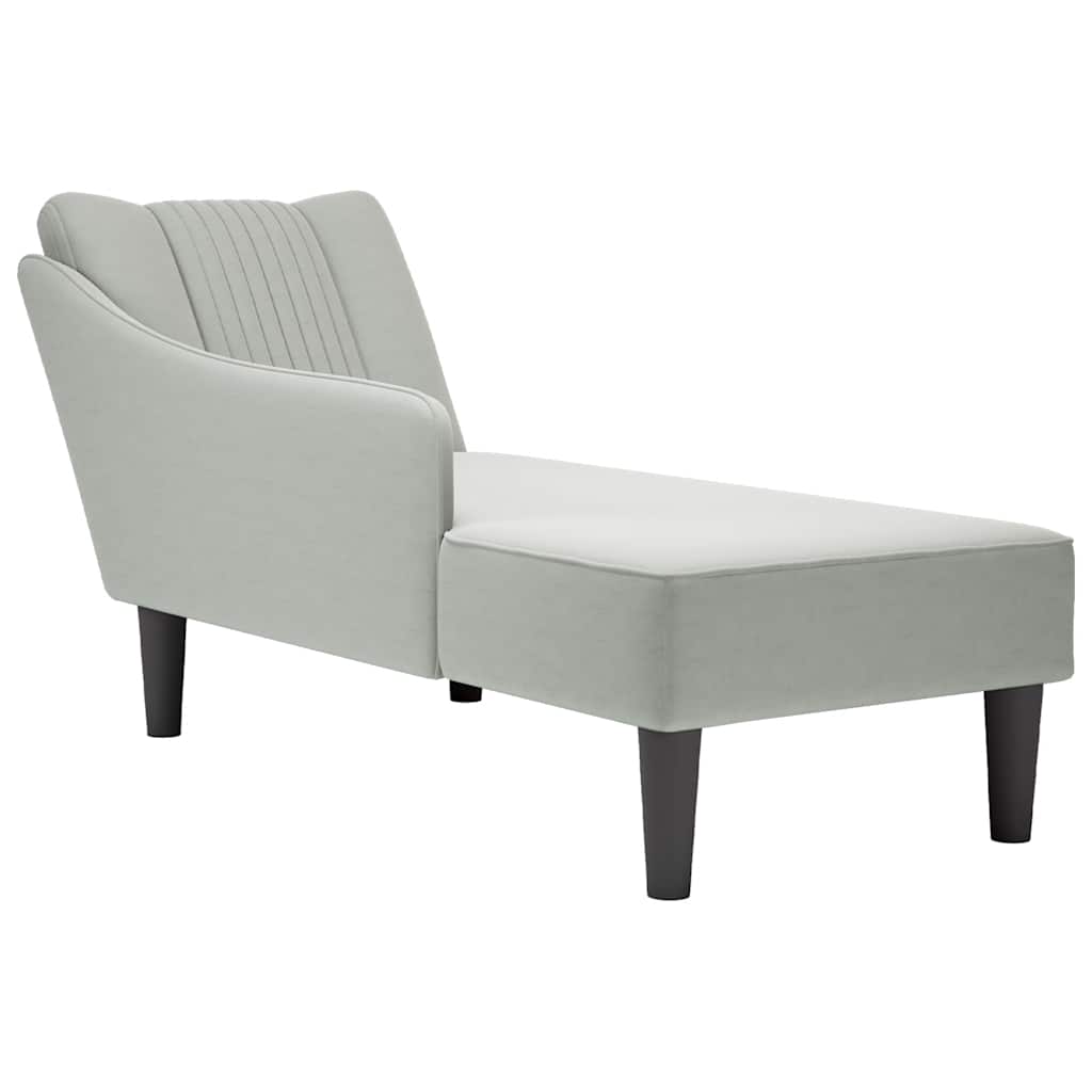 Chaiselongue mit Rechter Armlehne Hellgrau Samt Chaiselongue mit Rechter Armlehne Hellgrau Samt