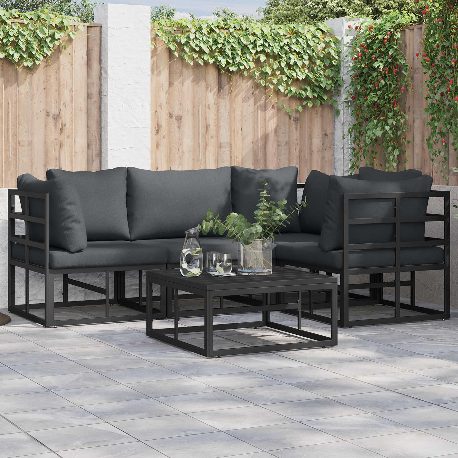 Garten-Sofa-Set 5 pcs Schwarz 70 x 70 x 32 cm Aluminium Garten-Sofa-Set 5 pcs Schwarz 70 x 70 x 32 cm Aluminium