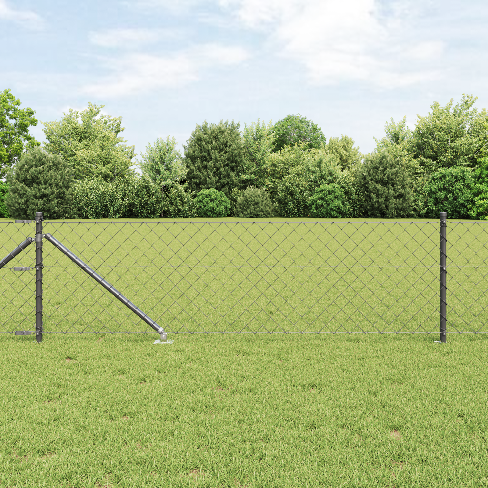 Maschendrahtzaun mit 13 Spike-Pfosten 0.4x25 m verzinkter Stahl Maschendrahtzaun mit 13 Spike-Pfosten 0.4x25 m verzinkter Stahl
