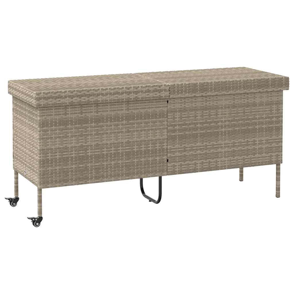 Gartentruhe mit Rollen Hellgrau 160x55x75 cm Poly Rattan Gartentruhe mit Rollen Hellgrau 160x55x75 cm Poly Rattan