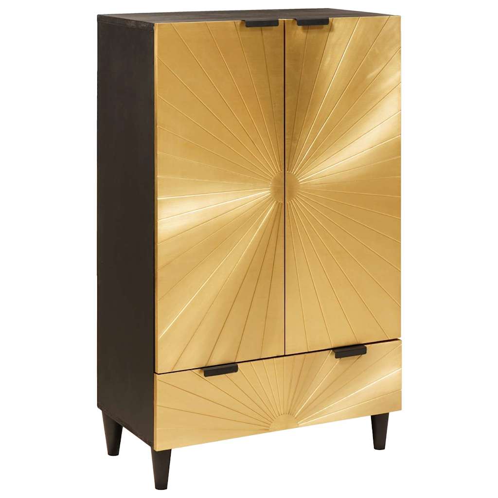 Beistellschrank mit Tür Schwarz und Gold 60 x 33.5 x 100 cm