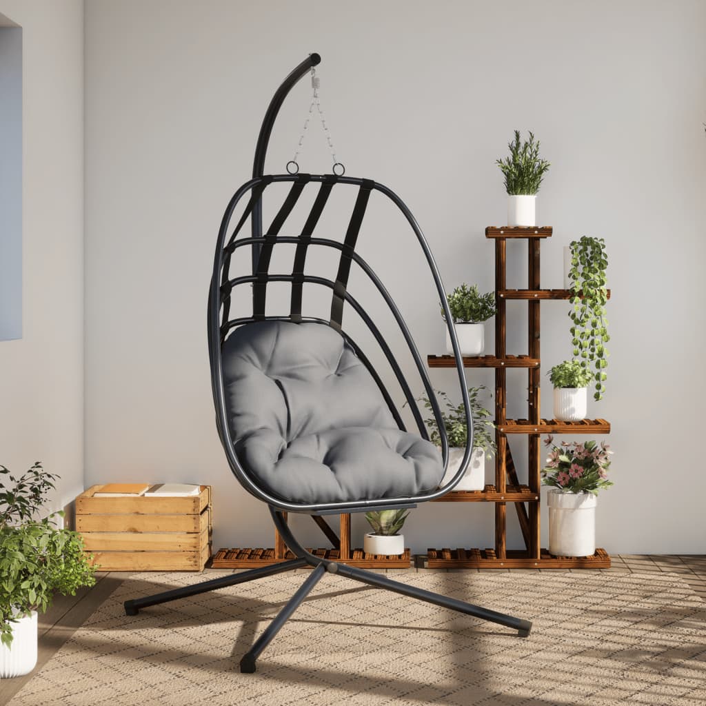 Hängesessel Ei-Design mit Ständer Anthrazit Stahl Hängesessel Ei-Design mit Ständer Anthrazit Stahl