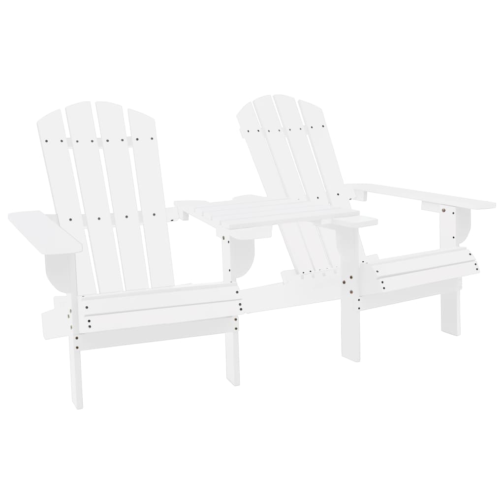 Adirondack-Gartenstühle mit Tisch Massivholz Tanne Weiß
