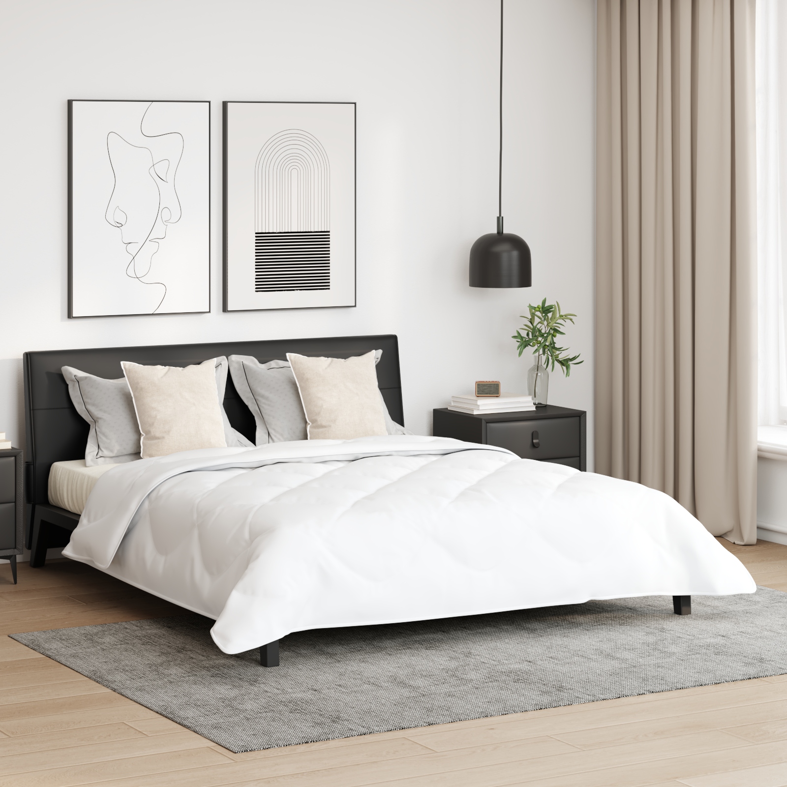 Bettdecke mit Kissen 3 pcs Weiß 200 x 220 cm Mikrofaser