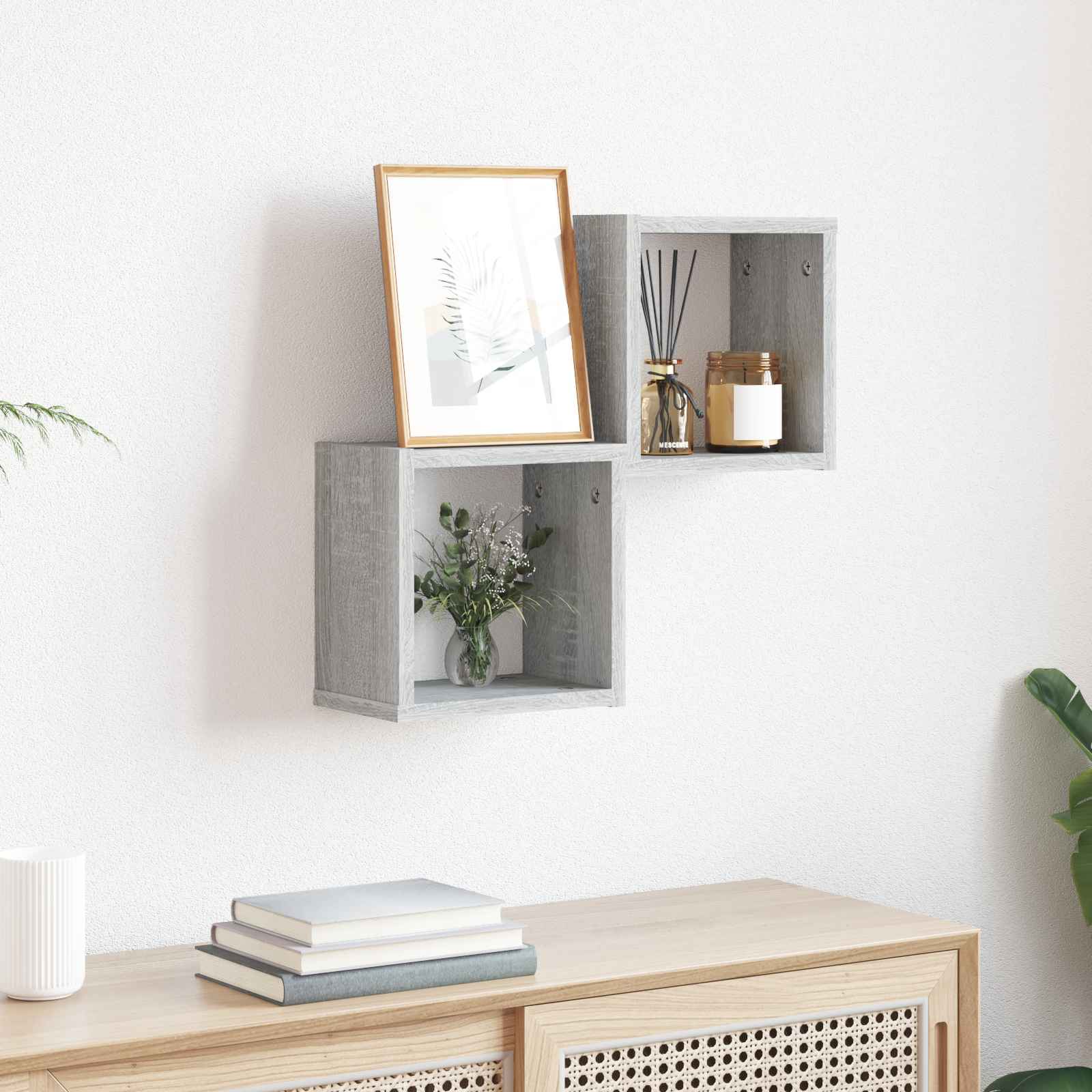 Schweberegale Grau Sonoma Holzwerkstoff Mittel Wandmontage Schweberegale Grau Sonoma Holzwerkstoff Mittel Wandmontage