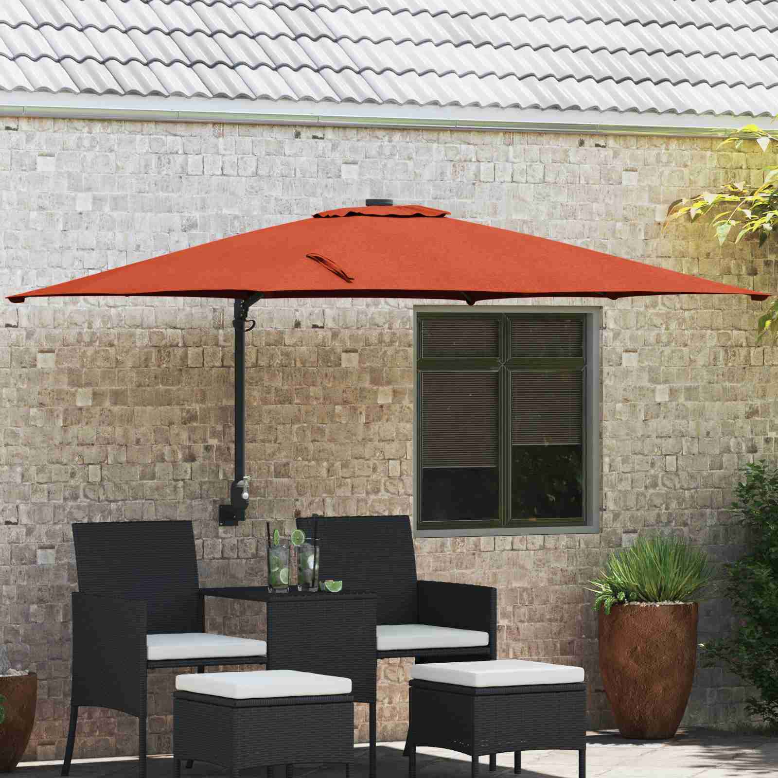 Freischwingender Schirm Terrakotta Polyester Groß Kippbar Freischwingender Schirm Terrakotta Polyester Groß Kippbar