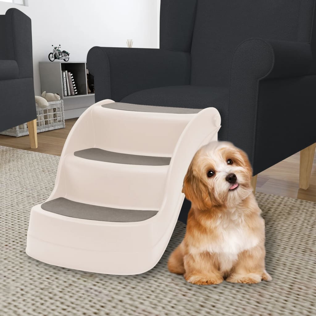 Hundetreppe mit 3 Stufen Klappbar Creme 50x38x38 cm Kunststoff Hundetreppe mit 3 Stufen Klappbar Creme 50x38x38 cm Kunststoff