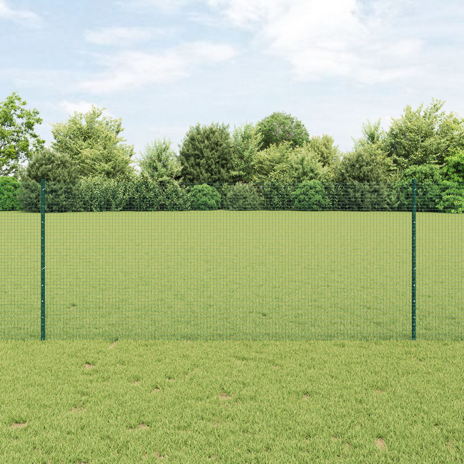 Geschweißter Drahtzaun mit 22 U-Posts Grün 1x50 m Stahl