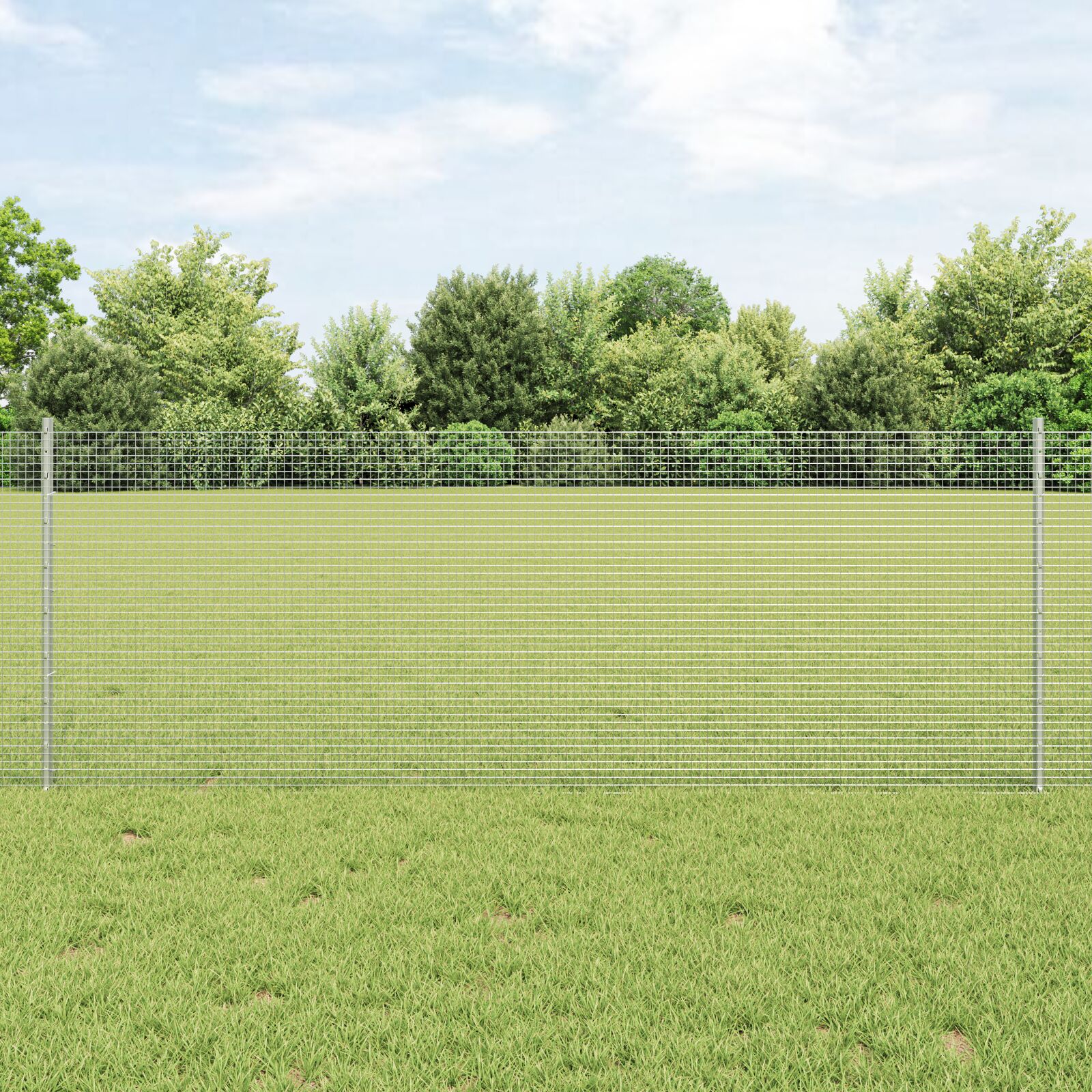 Geschweißter Drahtzaun mit 44 U-Pfosten Silber 0,8x100 m Stahl