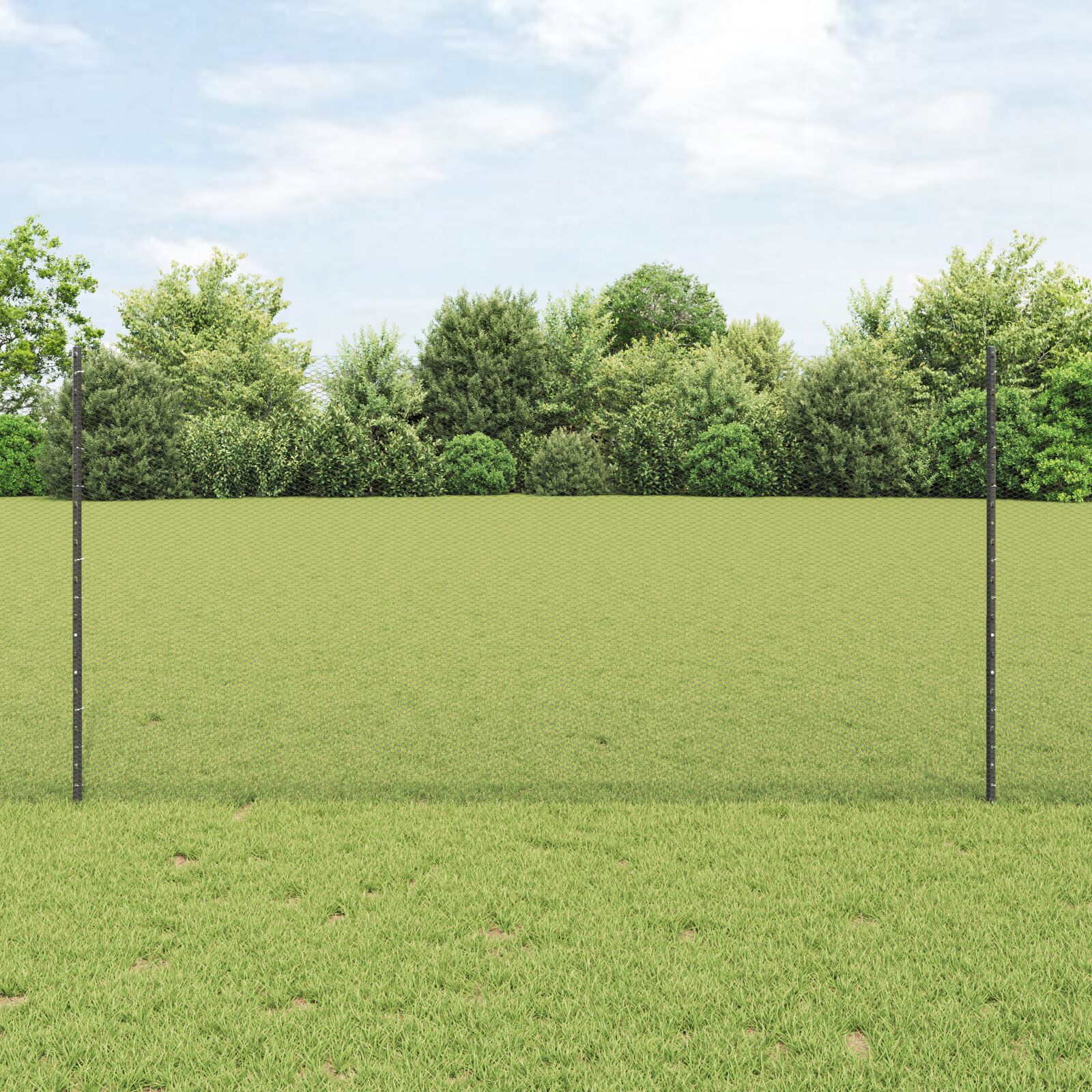 Gartenzaun Set Set von 2 Grau Pulverbeschichteter Stahl