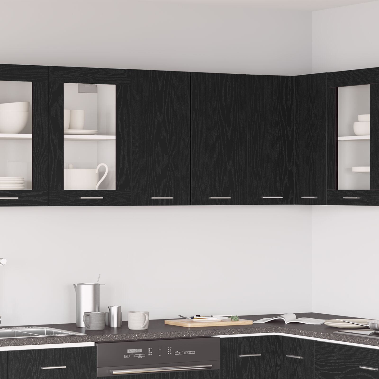 vidaXL Schwarzer Eichenhängeschrank 60x31x60 cm aus Holzwerkstoff vidaXL Schwarzer Eichenhängeschrank 60x31x60 cm aus Holzwerkstoff
