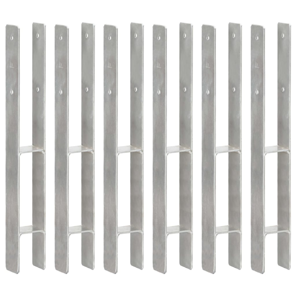 Pfostenträger 6 Stk. Silbern 7×6×60 cm Verzinkter Stahl Pfostenträger 6 Stk. Silbern 7×6×60 cm Verzinkter Stahl