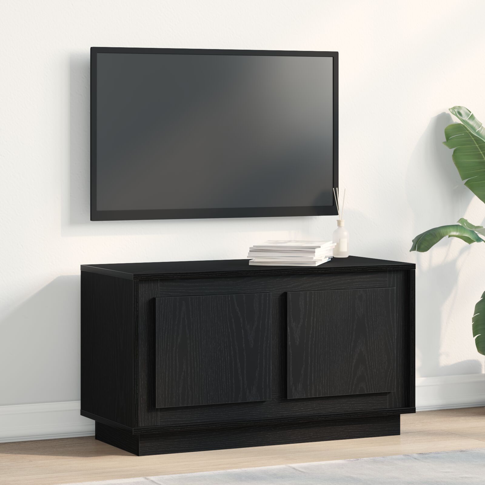vidaXL TV Schrank Schwarz Eiche 80x35x45 cm Engineered Wood vidaXL TV Schrank Schwarz Eiche 80x35x45 cm Engineered Wood
