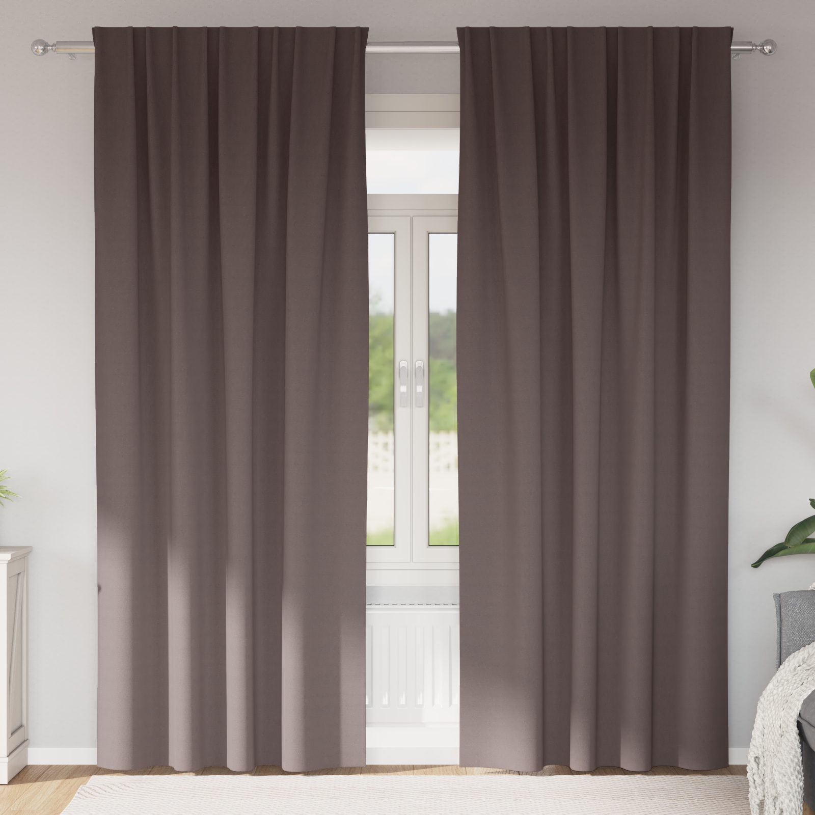 Verdunkelungsvorhänge 2 pcs Dunkelbraun 245 x 140 cm Polyester