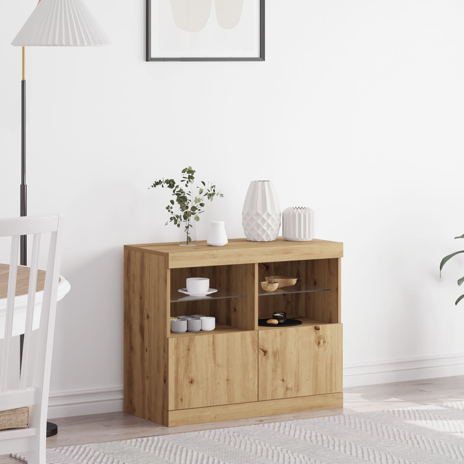 Sideboard mit LED-Lichtern Artisan Eiche 81x37x67 cm