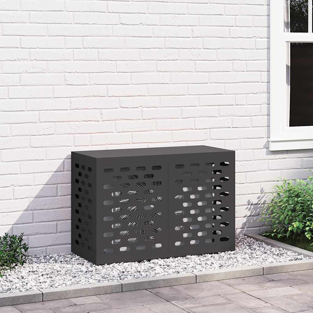 Klimaanlagenabdeckung Schwarz 90 x 40 x 60 cm Stahl Klimaanlagenabdeckung Schwarz 90 x 40 x 60 cm Stahl