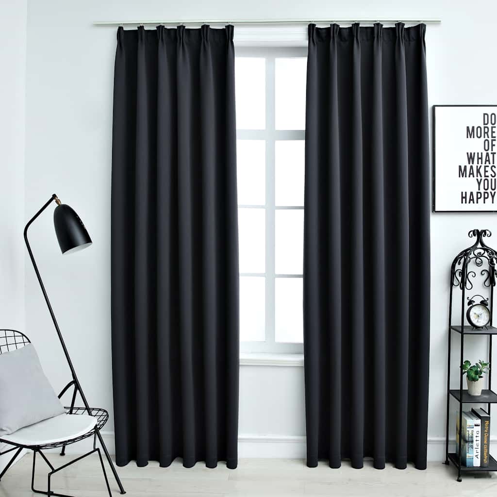 Verdunkelungsvorhänge mit Haken 2 Stk. Schwarz 140x175cm Verdunkelungsvorhänge mit Haken 2 Stk. Schwarz 140x175cm