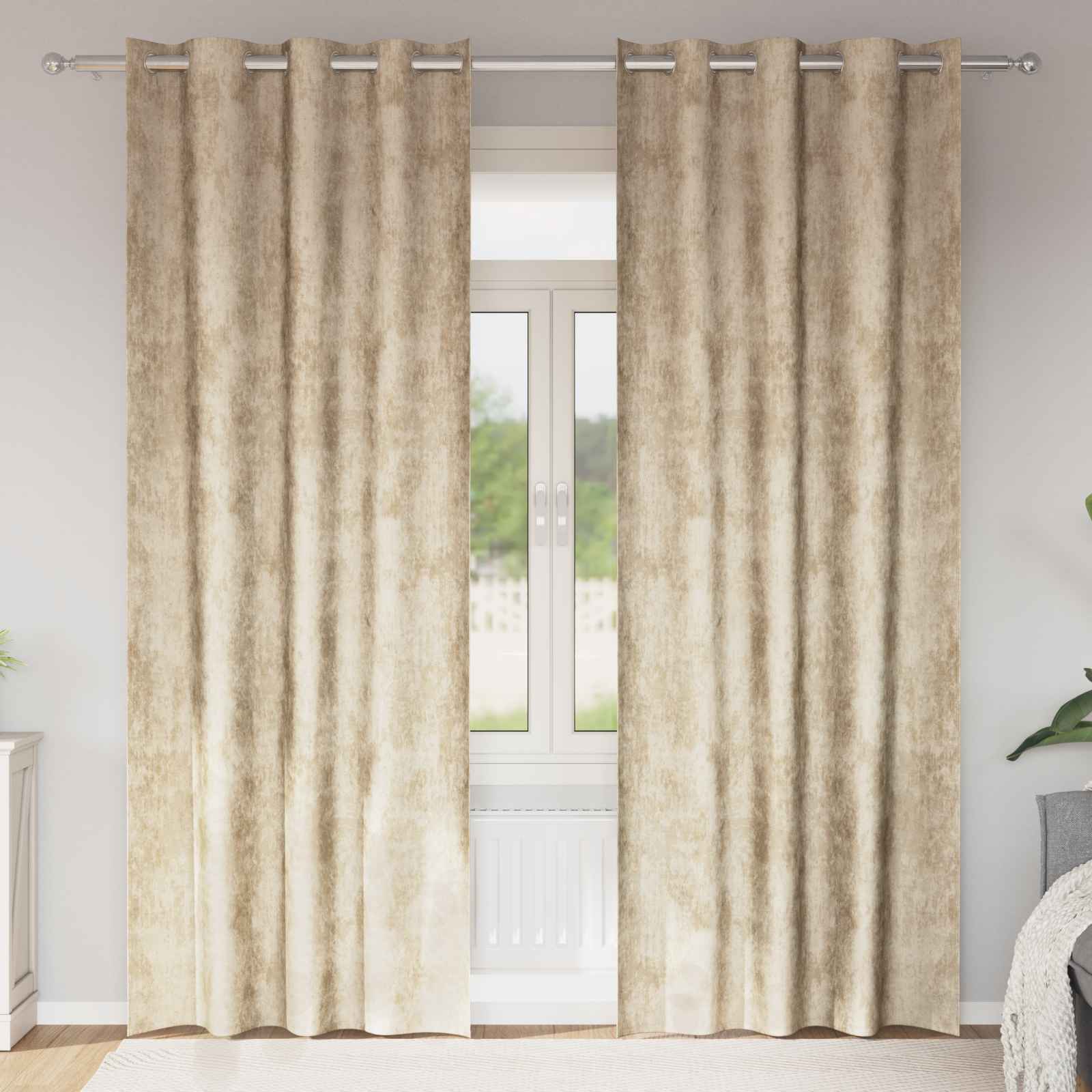 Velvet Vorhänge 2 Stck mit Ösen Creme 245x140 cm Velvet Vorhänge 2 Stck mit Ösen Creme 245x140 cm