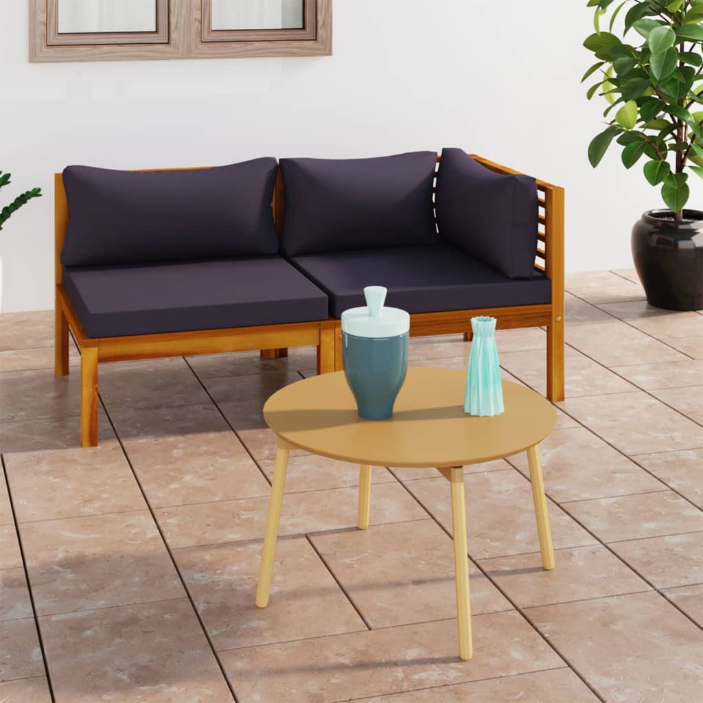 2-tlg. Sofa-Set mit Dunkelgrauen Kissen Akazie Massivholz 2-tlg. Sofa-Set mit Dunkelgrauen Kissen Akazie Massivholz