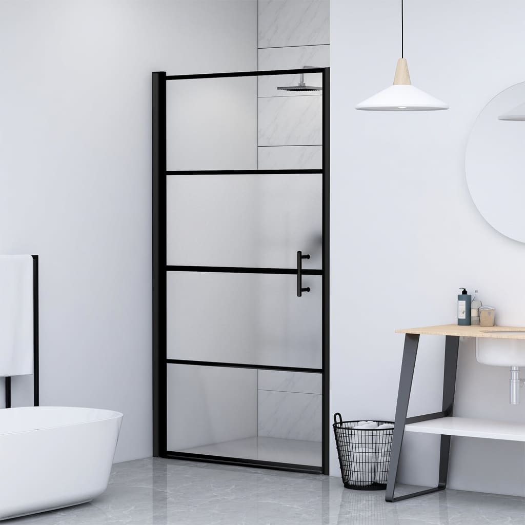 Duschtür 91x195 cm Halbmatt Hartglas Schwarz Duschtür 91x195 cm Halbmatt Hartglas Schwarz