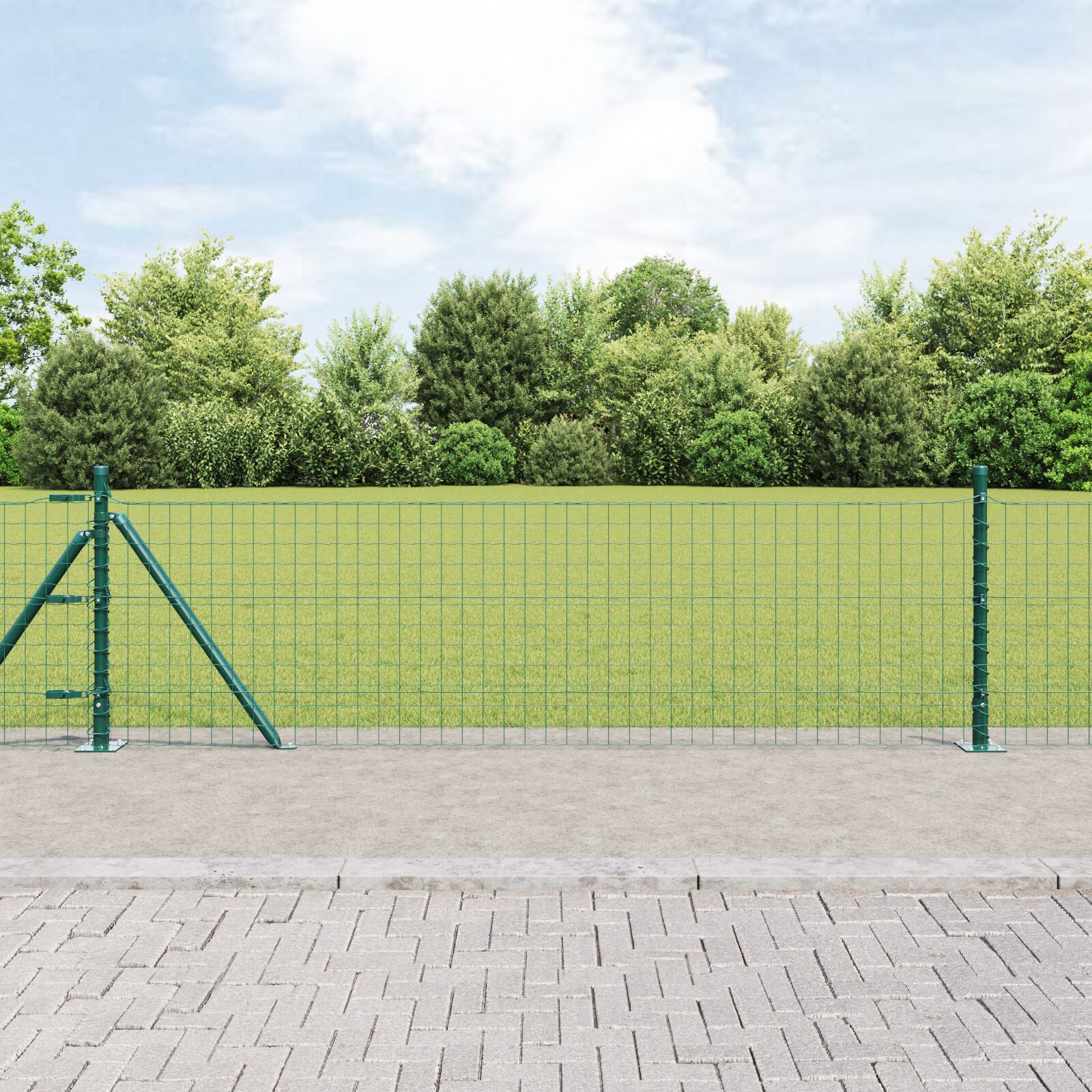 vidaXL Zaunpfosten Set mit 26 Grün Pulverbeschichteter Stahl