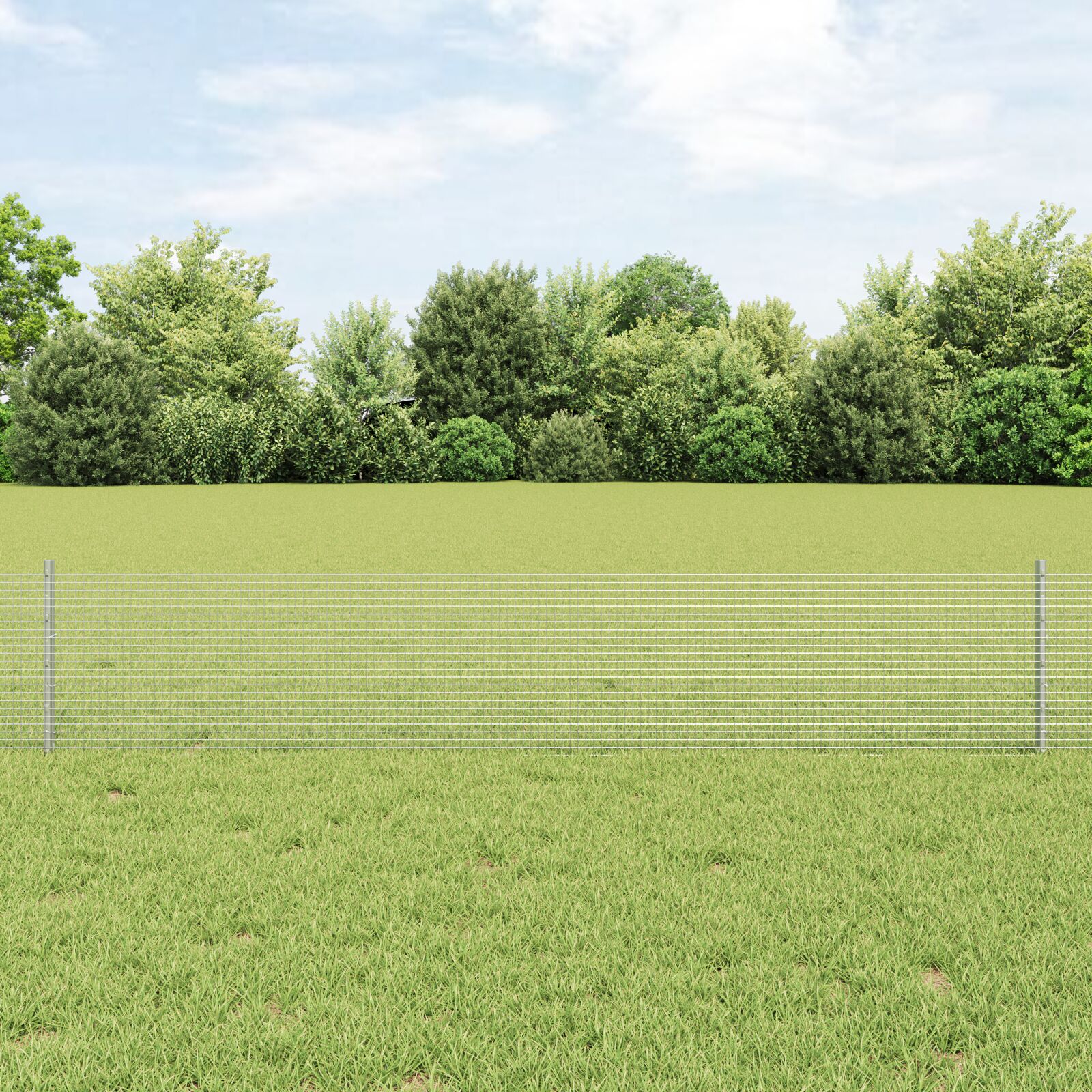 Feuerverzinkter Drahtzaun mit 11 U-Posts Silber 0,4x25 m Stahl